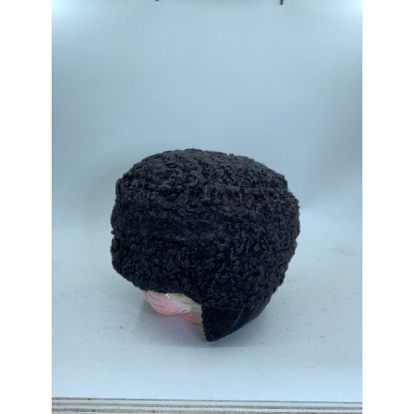 Vintage Astrakhan Fur Hat Made in Sweden Black Karakul Style Winter Hat